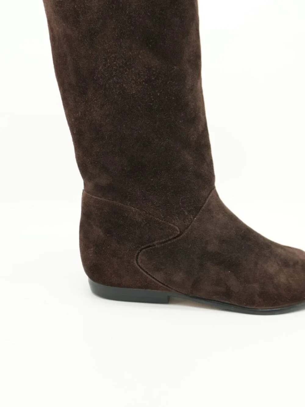 Brown Suede Tall Flat Slouching Knee-High Pirate Boots Size 10